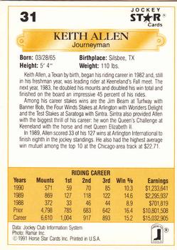 1991 Jockey Star Jockeys #31 Keith Allen Back